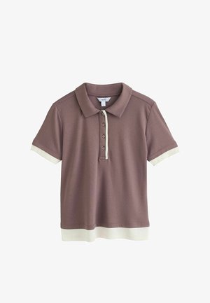 Next, REGULAR FIT - RIBBED LAYERED POLO TOP - Polosärk - chocolate brown