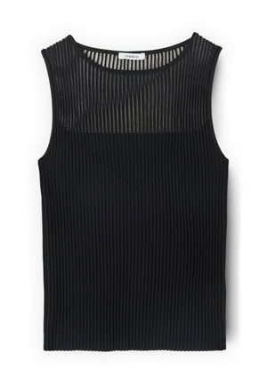 Motivi, COLLO A COSTE CON DÉCOLLETÉ TRASPARENTE - Top - nero