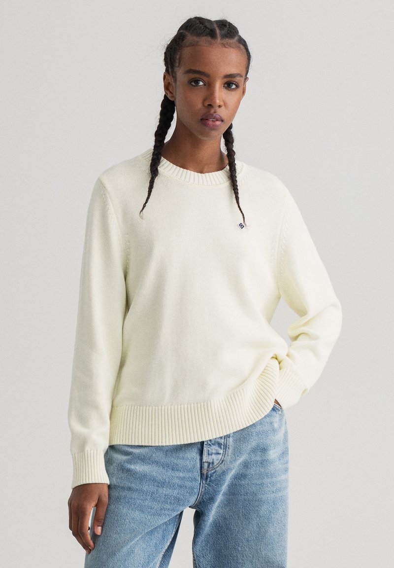 GANT ICON C NECK Jumper cream/offwhite Zalando.co.uk