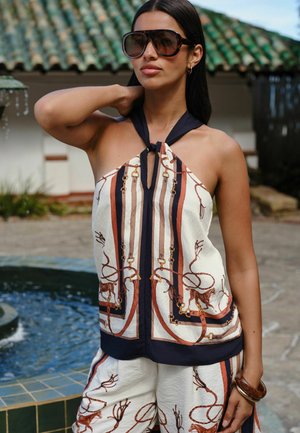 Next, REGULAR FIT - HALTER NECK TOP . - Bluse - ecru scarf horse print