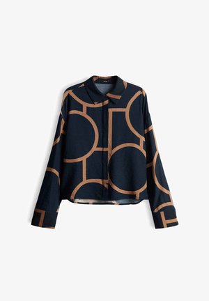 OPUS, RELAXED GRAPHIC FIT - Button-down blouse - coal blue
