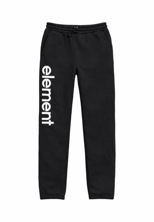 Schwarze Sweatpants mit elastischem Bund und Bündchen, Vorderseitentaschen und weißem vertikalem "element"-Logo am linken Bein.