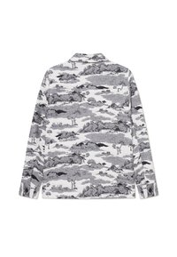 Camicia a maniche lunghe con motivo paesaggistico in bianco e nero. Realizzata in tessuto testurizzato, con colletto di design e polsini abbottonati.
