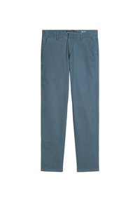 Hellblaue Baumwollhose mit geradem Schnitt, ausgestattet mit vorderen Taschen und einer glatten Textur, geeignet für die Freizeit.