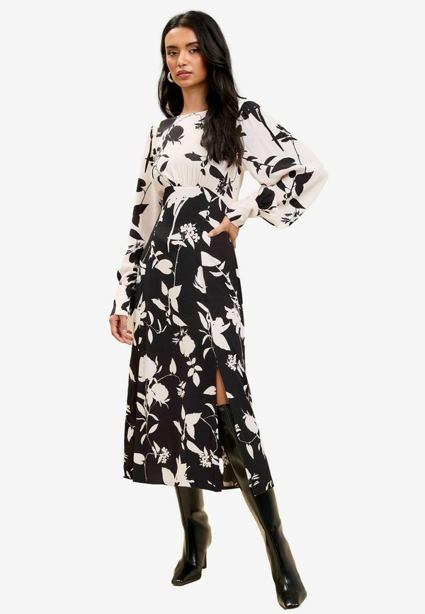 REGULAR FIT - FLORAL QUALITY RUCHED SIDE MIDI - Freizeitkleid