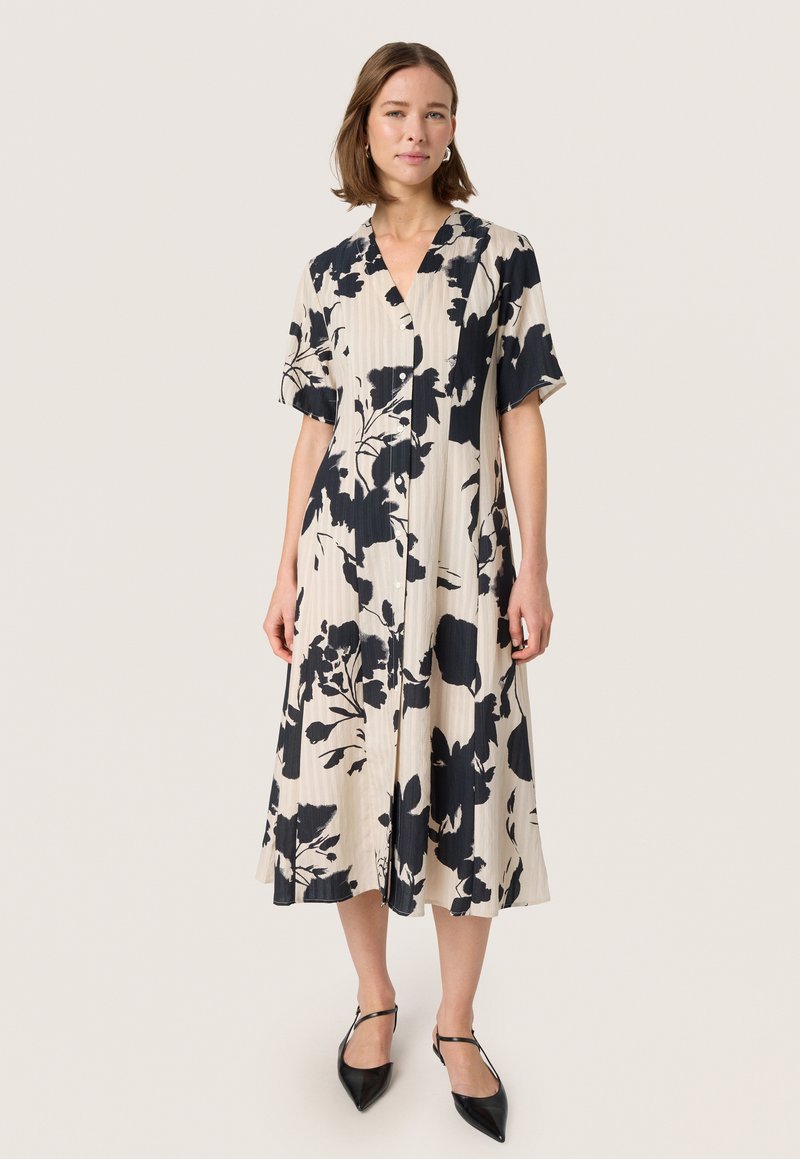 Soaked in Luxury Day dress - oatmeal duotone flower