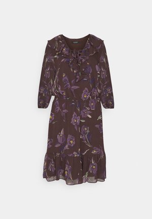 Lauren Ralph Lauren HILBERA LONG SLEEVE DAY DRESS - Denné šaty - brown/purple/multi-coloured