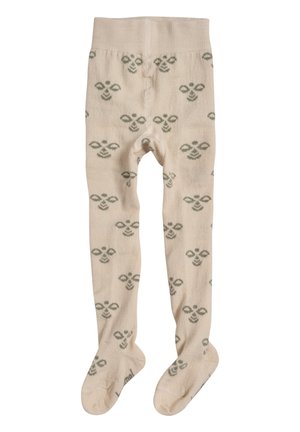 Collants pour bébé de couleur crème avec des motifs d'abeilles grises imprimés uniformément sur tout le tissu.
