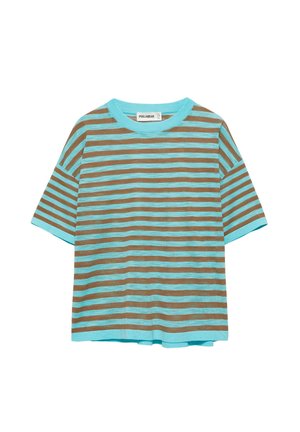 PULL&BEAR, STRIPED LIGHTWEIGHT - JUMPER - T-shirt imprimé - turquoise