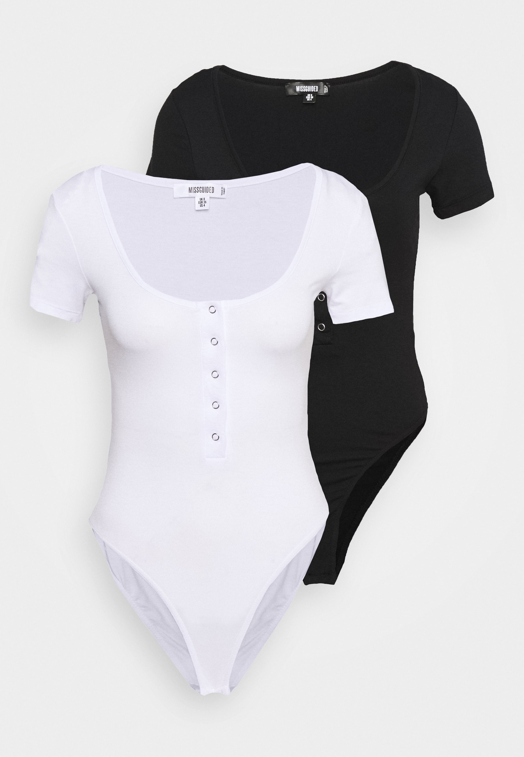 Missguided POPPER SHORT SLEEVE BODYSUIT 2 PACK T shirts Missguided POPPER SHORT SLEEVE BODYSUIT 2 PACK - T-shirts - gold fusion/white