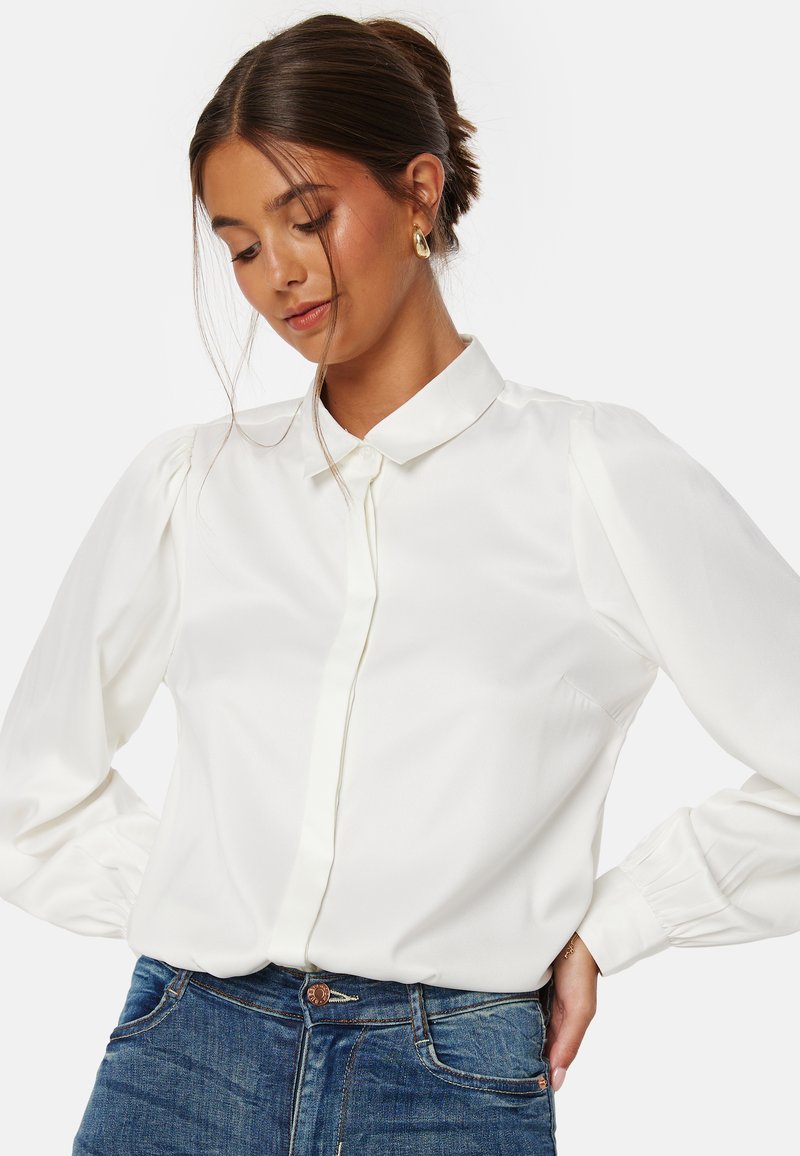 Bubbleroom REGULAR PUFF SLEEVE SATIN SHIRT - Camicia - white