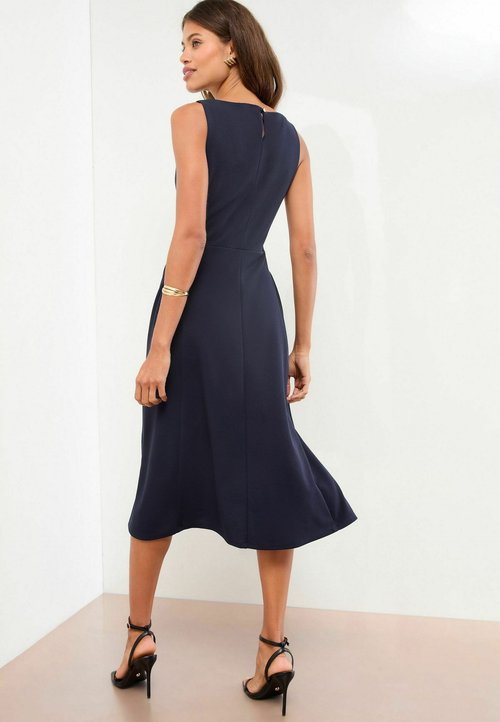 Lauren Ralph Lauren BELTED FAILLE JERSEY COCKTAIL DRESS - Vestito elegante  - refined navy/blu - Zalando