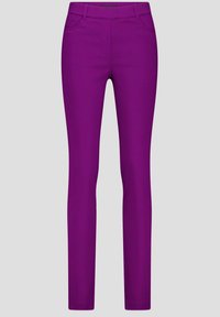 Paarse stretchbroek met een slim fit, voorzien van een middelhoge taille, vijf zakken en een schone, gladde textuur.