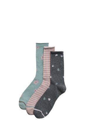 PACK 3 SIN PUÑO ESTAMPADOS - Calcetines - grey/pink/green