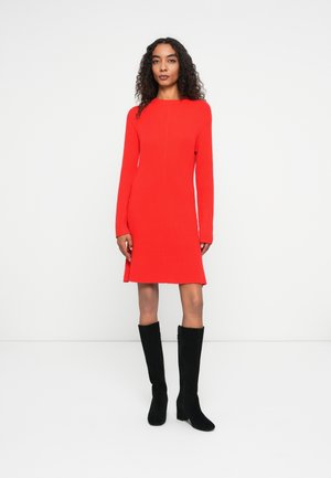 DRESS WITH CREW NECK - Gebreide jurk - brilliant red