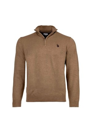 TROYER HALF ZIP - Strickpullover - beige