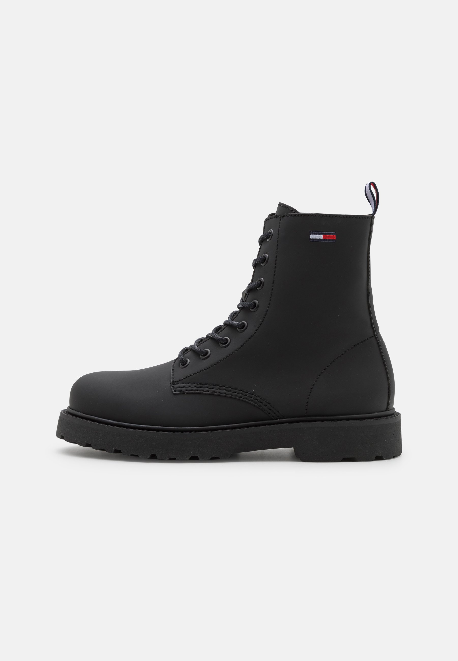 tommy jeans suede lace up hiker boots in black