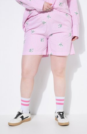 STREIFEN, FLOWER-STICKEREI - Pantalon classique - pink