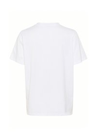 Balta trumpa rankovė t-shirts, švelni medvilnė, apvalus iškirpimas, laisvas kirpimas, vienspalvis dizainas, be matomų raštų ar akcentų.
