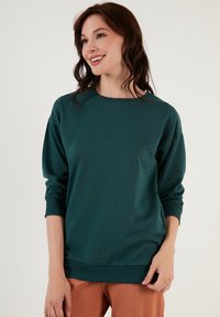 LELA CREW NECK - Sportska majica - dark green melange