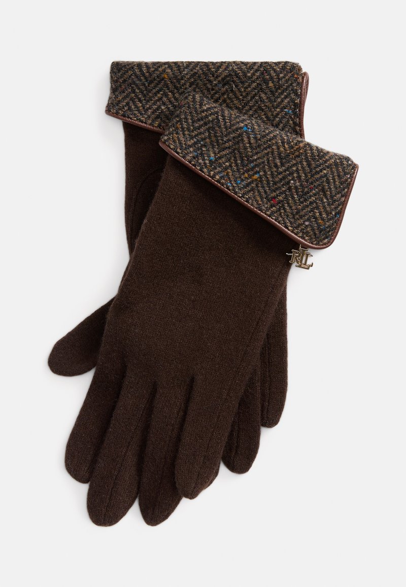 Lauren Ralph Lauren HERRINGBONE TRIM - Kesztyűk - circuit brown