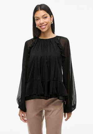 MIT ÄRMELN VIHELA RUNDHALS - Bluza - black