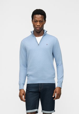 Tommy Hilfiger QUARTER ZIP MOCK NECK JUMPER - Strikkegenser - vessel blue heather