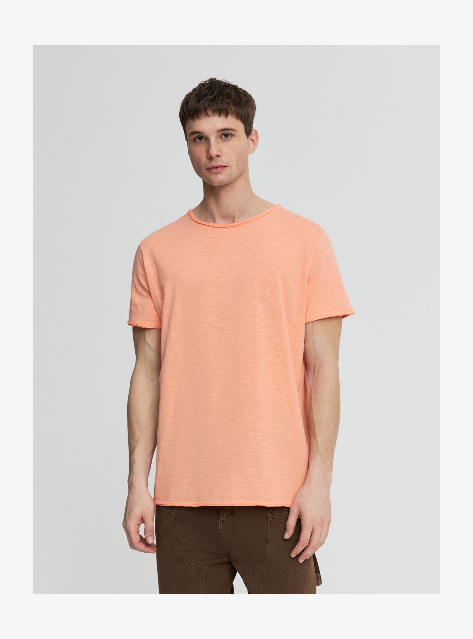 RaanPahMuang Maglietta Uomo In Cotone Leggero, Stampa Artistica Dashiki, Colore Arancione-Giallo, Taglia M, Fatta A Mano In Thailandia