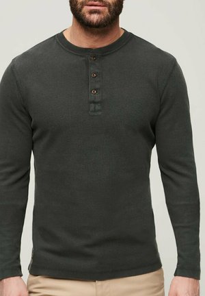 WAFFLE LONG SLEEVE HENLEY - Jersey de punto - washed black