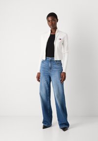 Tommy Jeans ZIP HIGH NECK CARDIGAN - Cardigan - ecru