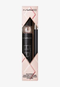 Set di mascara e eyeliner MAC M-A-C in un packaging nero e rosa, con una finitura lucida e accenti a motivo diamante.
