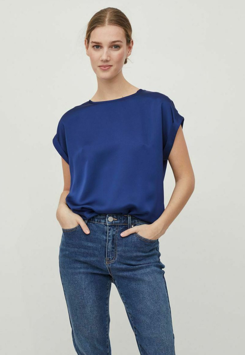 VILA VIELLETTE S/S  NOOS - Základné tričko - blue depths
