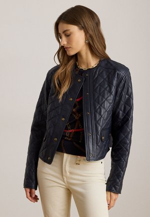 DIAMOND QUILTED LAMBSKIN CROPPED JACKET - Bomber Jacket - navy