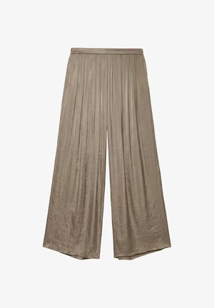 PULL&BEAR, WIDE-LEG SATIN - TROUSERS - Pantalon classique - mottled brown