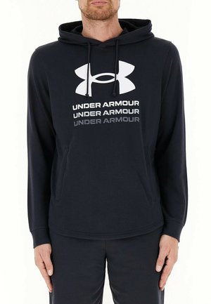 Felpa con cappuccio navy con tasca a marsupio frontale e logo Under Armour bianco. Realizzata in un tessuto morbido e liscio con una vestibilità comoda.