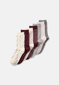 Lindex FLORAL STRIPE 7 PACK - Zoknik - dark dusty red