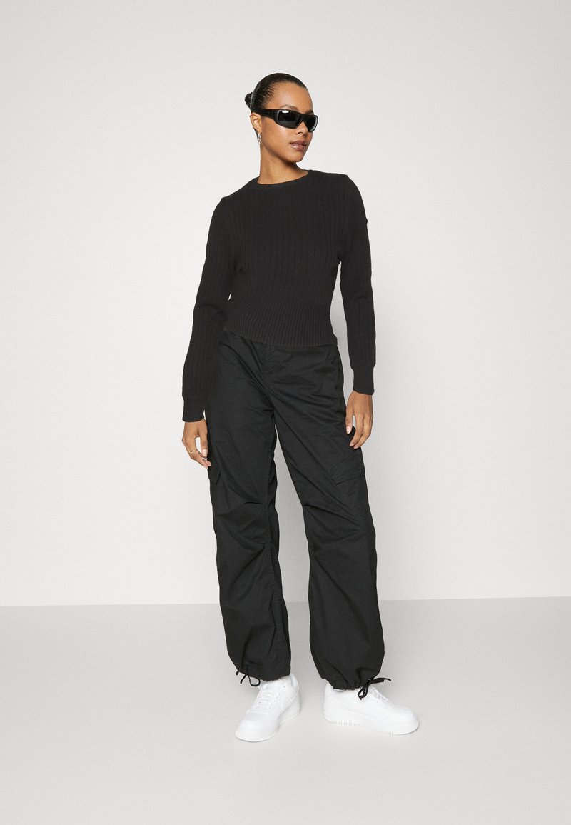 JDY JDYPRIME LIFE O NECK - Stickad tröja - black