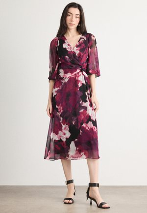V NECK FRONT KNOT MIDI - Denné šaty - lafayette bloom damson