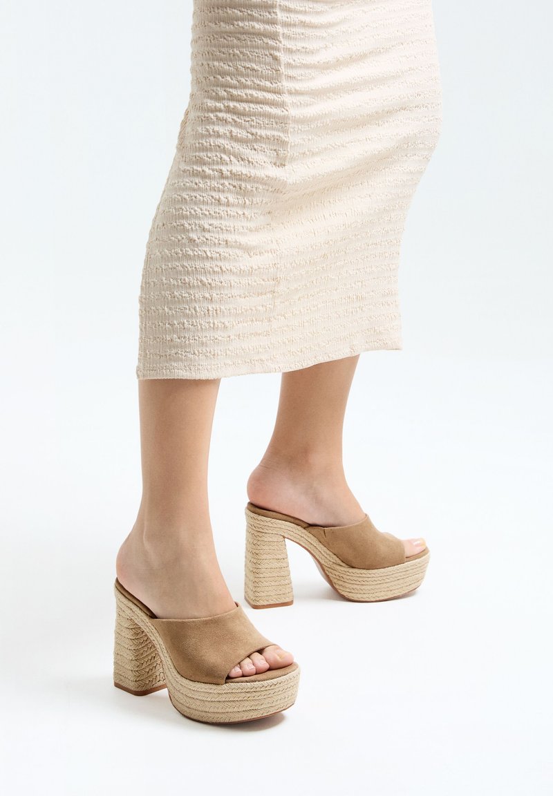 Bershka - Heeled mules - beige, Enlarge