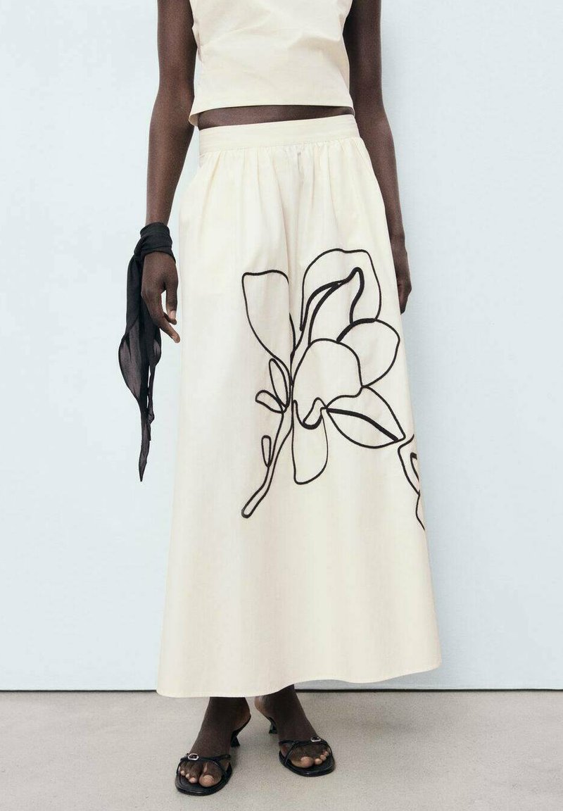 Mango - EMBROIDERED - Maxi skirt - off white, Enlarge