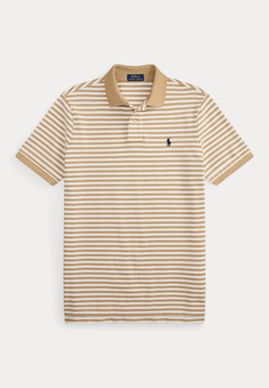 Polo Ralph Lauren, CUSTOM SLIM FIT STRIPED MESH POLO SHIRT - Poloshirts - vintage khaki/white