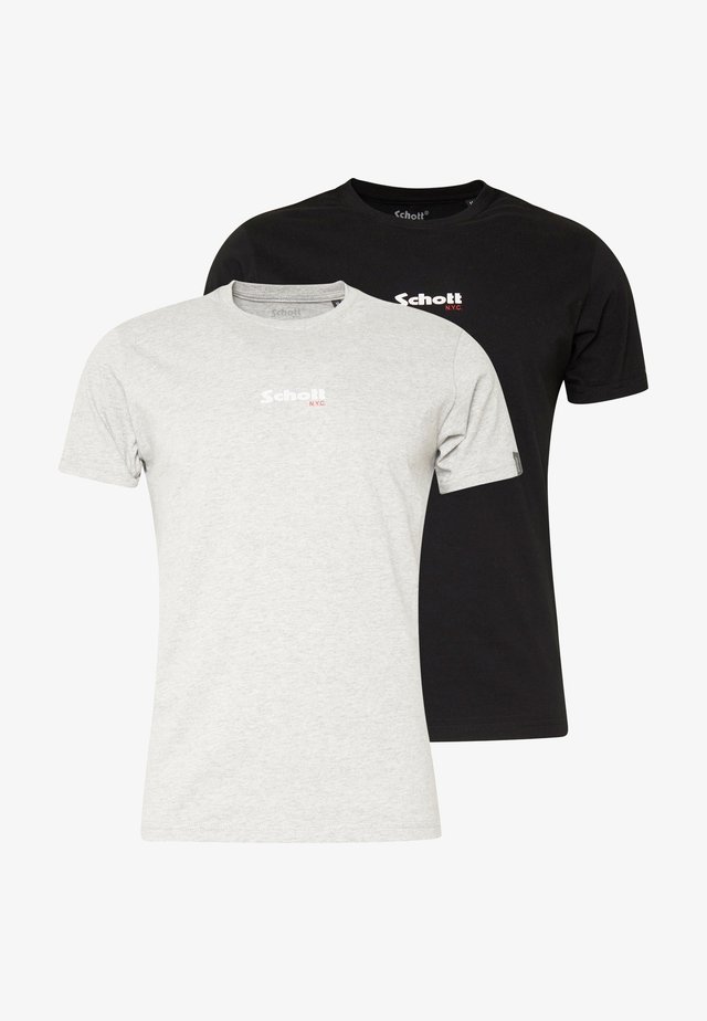 SMALL LOGO CENTRAL 2 PACK - T-paita - black /grey heather