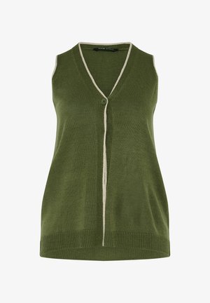 Yours Clothing, PLUS SIZE KNITTED VESTS - Waistcoat - khaki