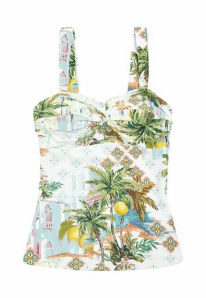 WIDE STRAP TUMMY CONTROL BANDEAU - Haut de bikini - lemon scenic print