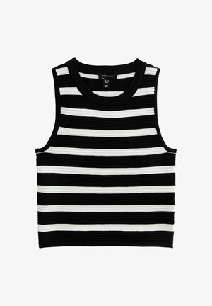 New Look, STRIPE RIBBED CREW NECK TANK - Top - black pattern