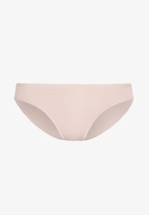 Light pink cotton brief with a smooth texture, low-rise design, and minimal stitching along the waist and leg openings.