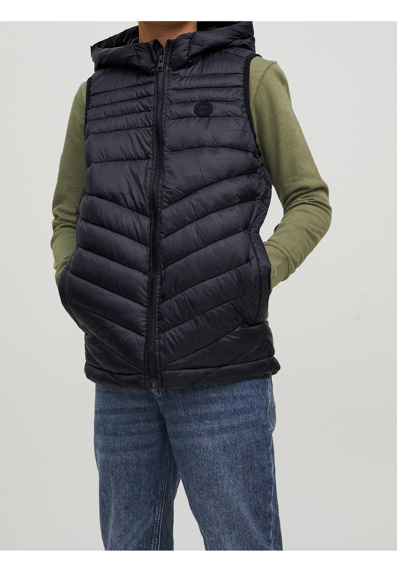 Jack & Jones Junior JJEHERO BODYWARMER HOOD - Väst - black
