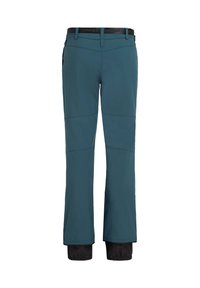 Tealfarbene Outdoor-Hosen mit glatter Textur, ausgestattet mit einem schwarzen Bund, vorgeformten Knien und schwarzen unteren Säumen. Ideal für vielseitige Aktivitäten.
