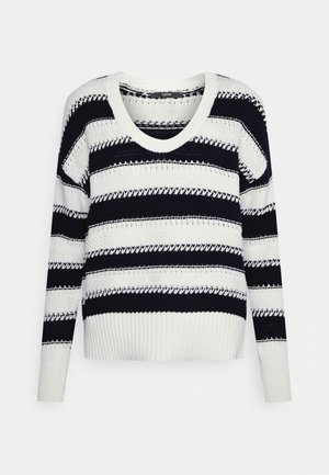 STRUCTURED - Stickad tröja - off white
