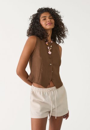 Stradivarius TEXTURED WITH BUTTONS - Smanicato - dark brown